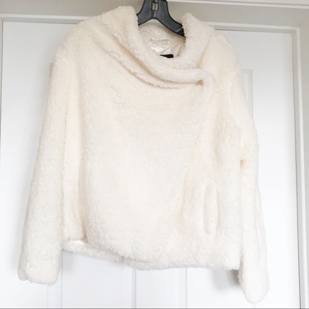 NWT C + D + M White Teddy Coat in Coconut White